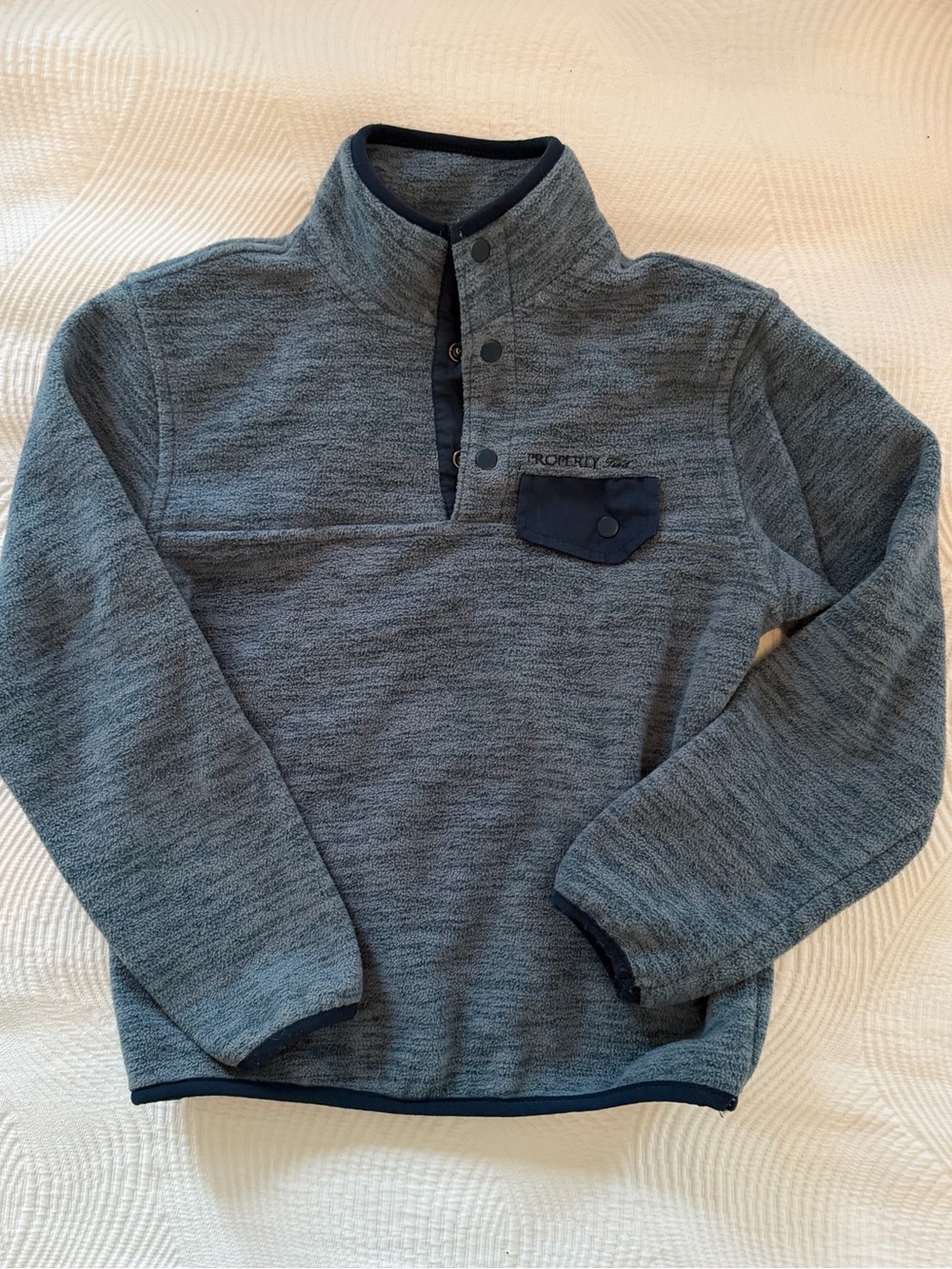 Properly Tied Boys' Heather Navy / Gray Snap-Front Pullover Fleece size 6